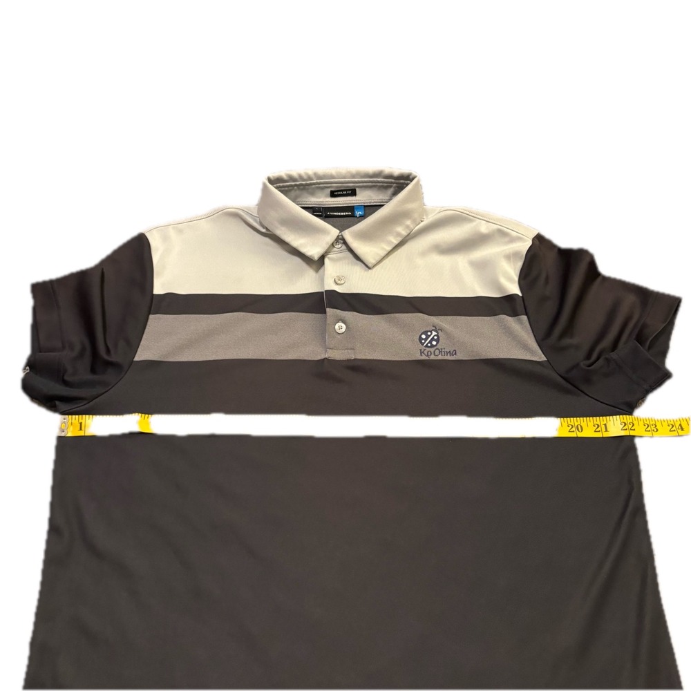 J.Lindeberg Kade Golf Polo Shirt Mens Large Gray Black Ko Olina Regular Fit - Picture 7 of 8